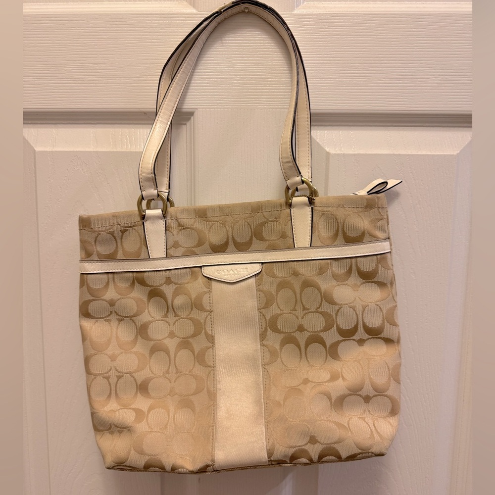 Coach Beige Signature Tote Bag